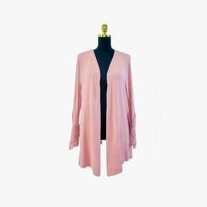 Alfani Pink Lace Open Front Cardigan Sweater Size XL